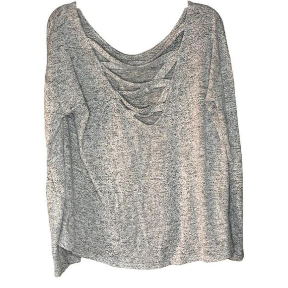 Popular 21 Heather Grey Long Sleeve Shirt With Back Cut Out Athlesure Comfort - Picture 2 of 7
